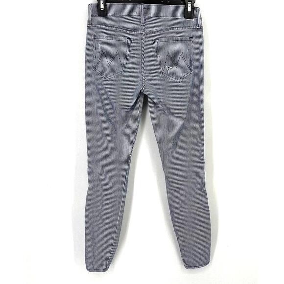 Mother Jeans The Vamp One The Road Destroy Conductor Strip Size 25 Cropped - Picture 6 of 11